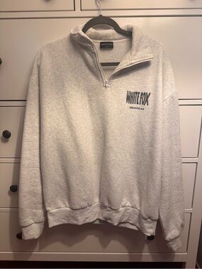 White Fox Boutique Light Gray Quarter-Zip Pullover